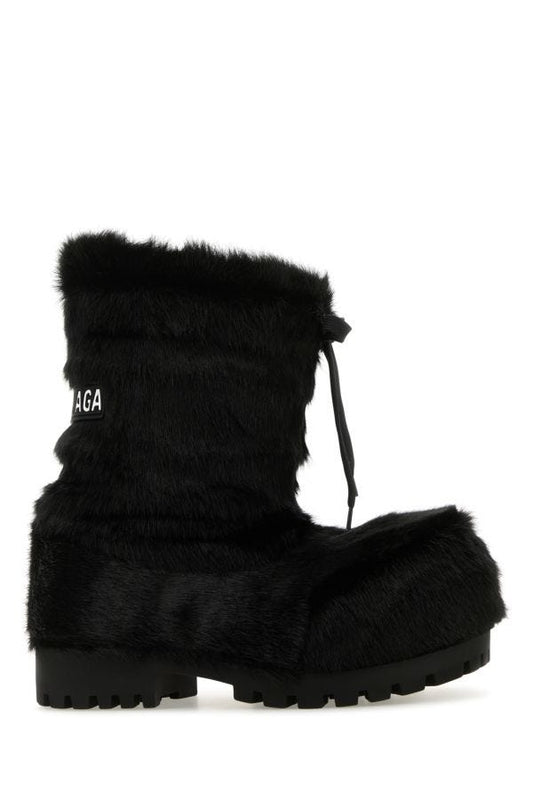 BALENCIAGA | Black eco fur Alaska ankle boots