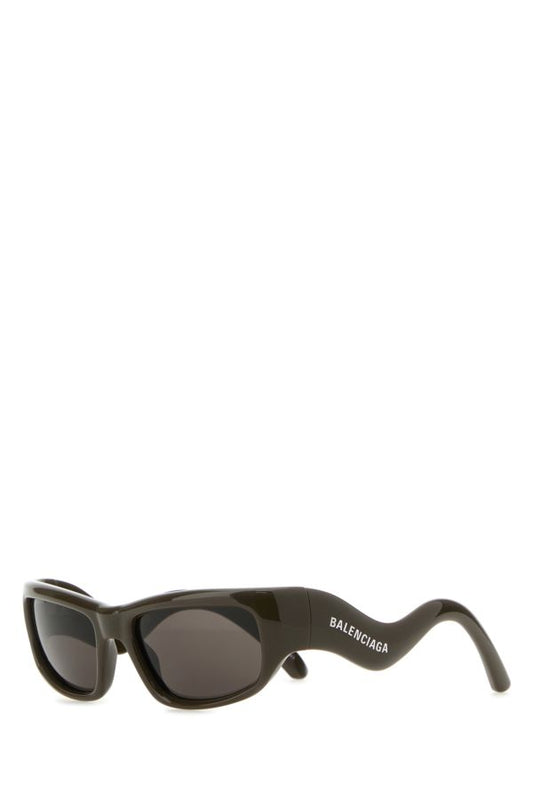 BALENCIAGA | Brown acetate Hamptons Rectangle sunglasses