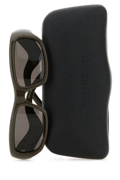 BALENCIAGA | Brown acetate Hamptons Rectangle sunglasses