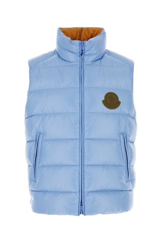 MONCLER | Light blue nylon Parke sleeveless down jacket