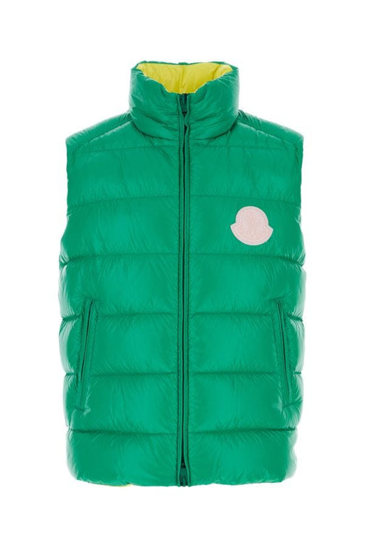 MONCLER | Green nylon Parke sleeveless down jacket