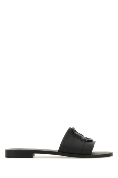 MONCLER | Black rubber Mon slippers