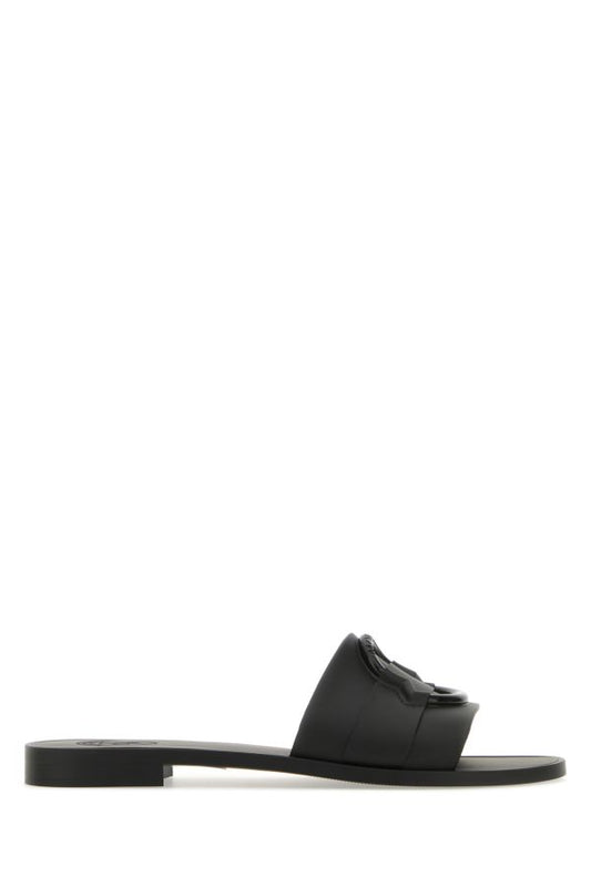 MONCLER | Black rubber Mon slippers