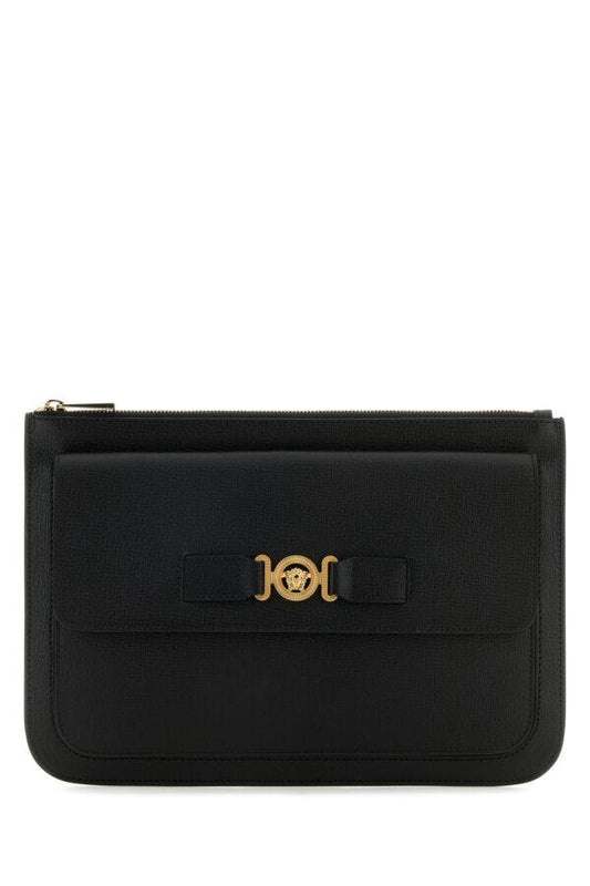 VERSACE | Black leather large Medusa Biggie clutch
