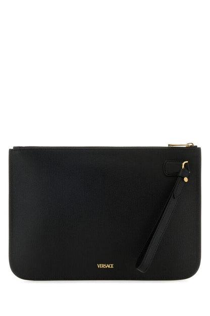VERSACE | Black leather large Medusa Biggie clutch