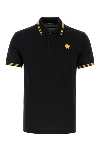 VERSACE | Black piquet polo shirt