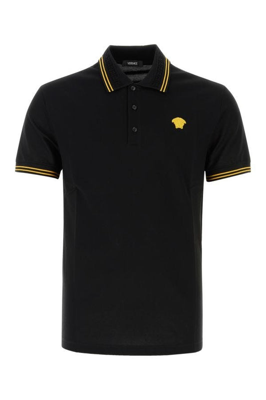 VERSACE | Black piquet polo shirt