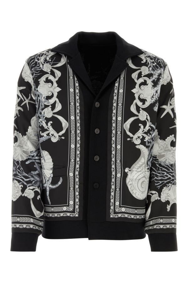 VERSACE | Printed wool and viscose cardigan