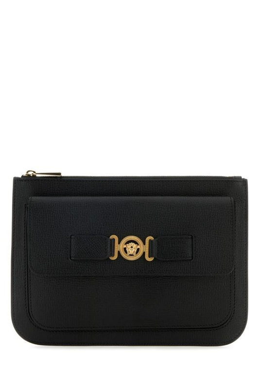VERSACE | Black leather Medusa Biggie clutch