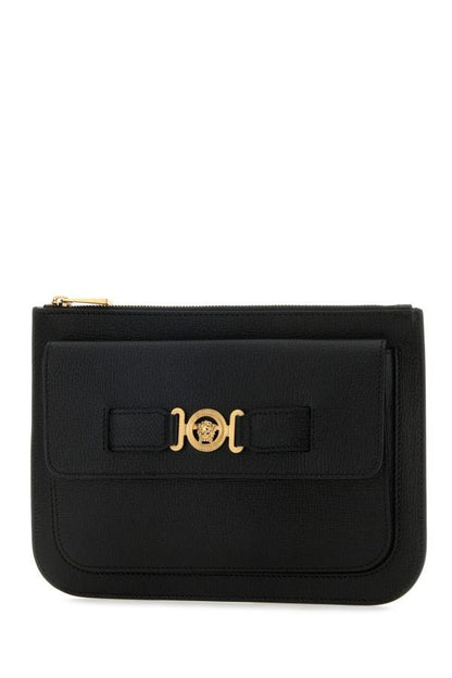 VERSACE | Black leather Medusa Biggie clutch