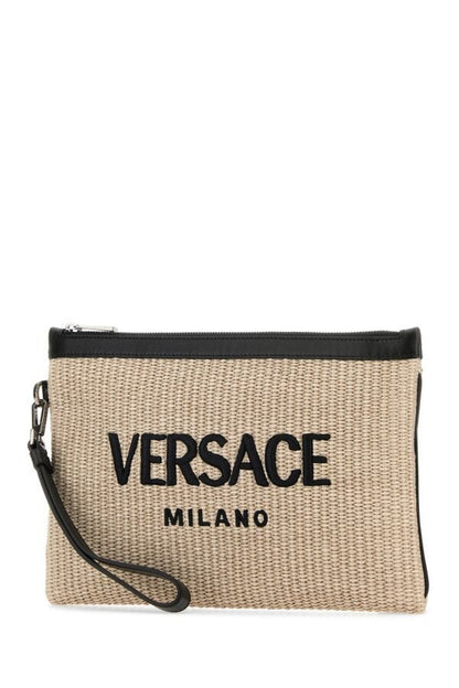 VERSACE | Cappuccino raffia pouch