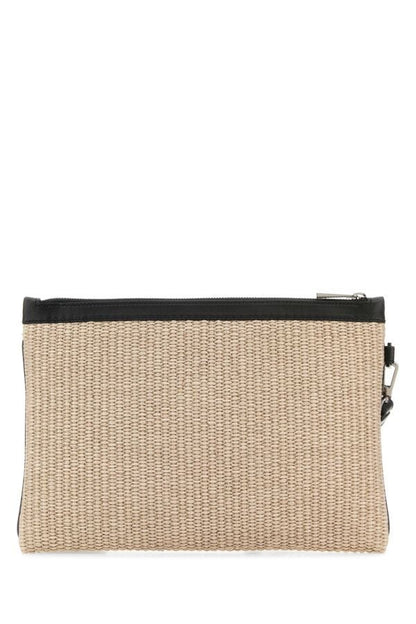 VERSACE | Cappuccino raffia pouch