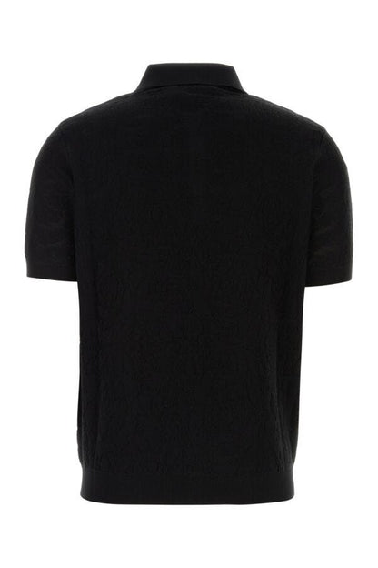 VERSACE | Black silk blend polo shirt