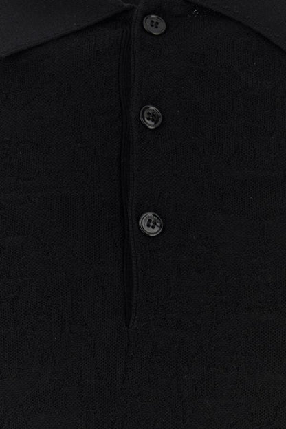 VERSACE | Black silk blend polo shirt
