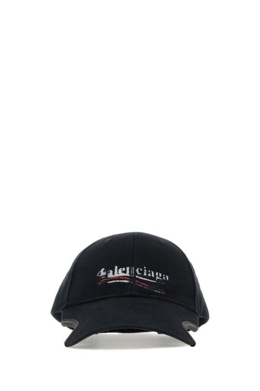 BALENCIAGA | Black drill Politico Stencil baseball cap