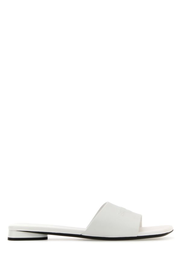 BALENCIAGA | White leather Duty Free slippers
