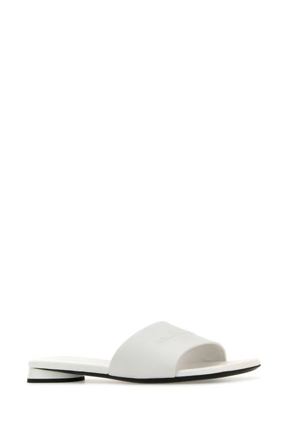 BALENCIAGA | White leather Duty Free slippers