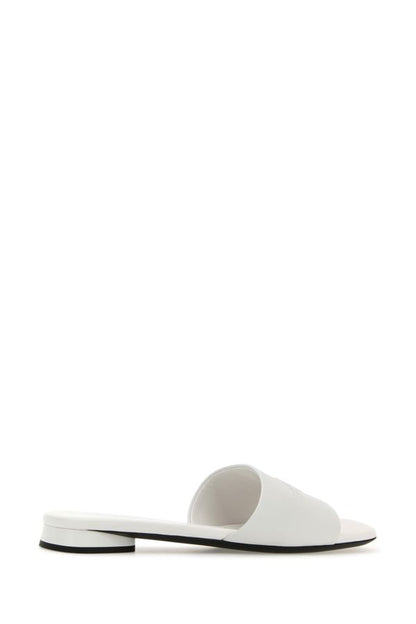 BALENCIAGA | White leather Duty Free slippers