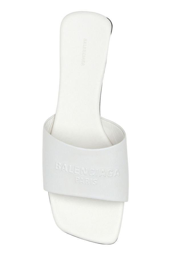 BALENCIAGA | White leather Duty Free slippers