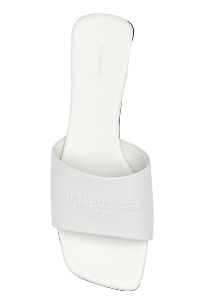 BALENCIAGA | White leather Duty Free slippers