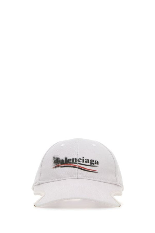 BALENCIAGA | White drill Politico Stencil baseball cap