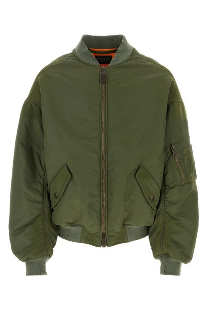 BALENCIAGA | Army green nylon padded bomber jacket