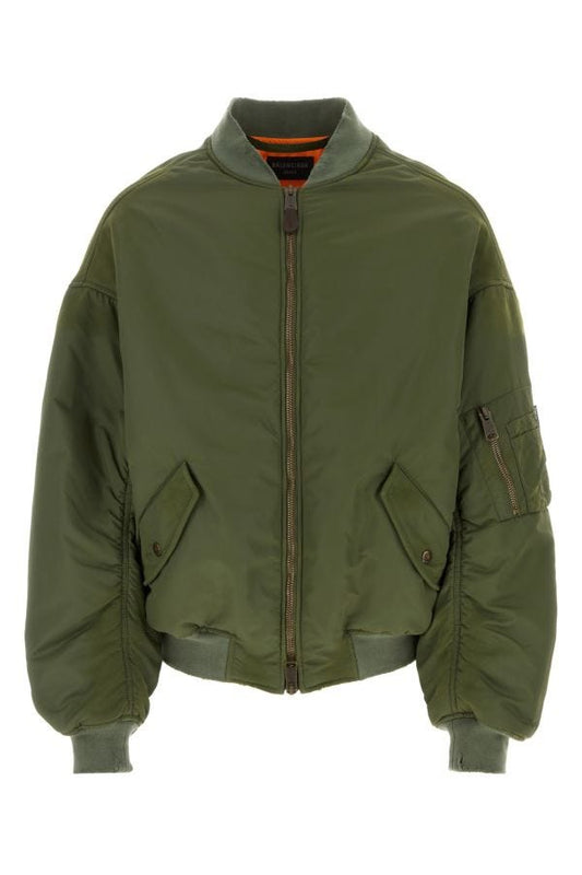 BALENCIAGA | Army green nylon padded bomber jacket