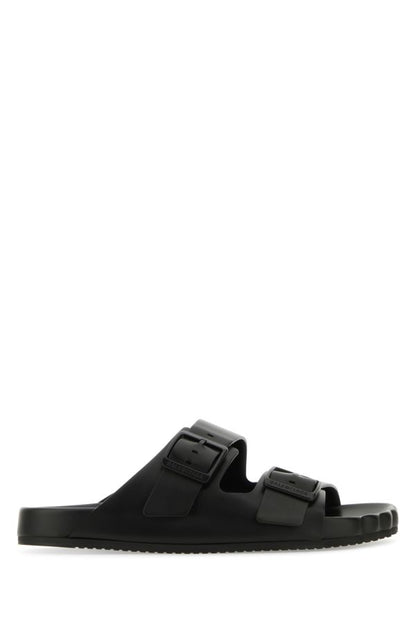 BALENCIAGA | Black leather Sunday slippers