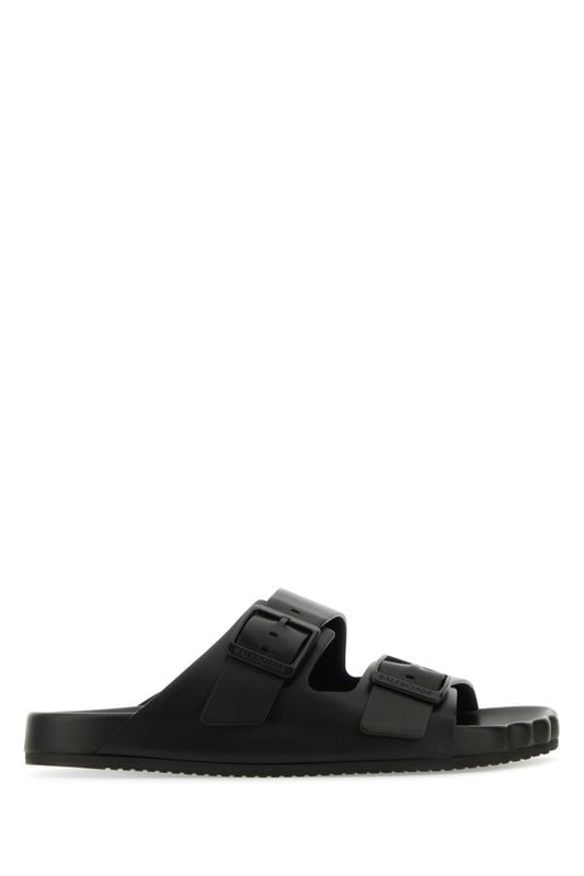 BALENCIAGA | Black leather Sunday slippers