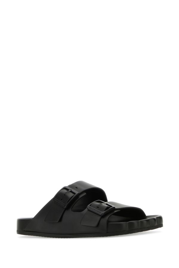 BALENCIAGA | Black leather Sunday slippers