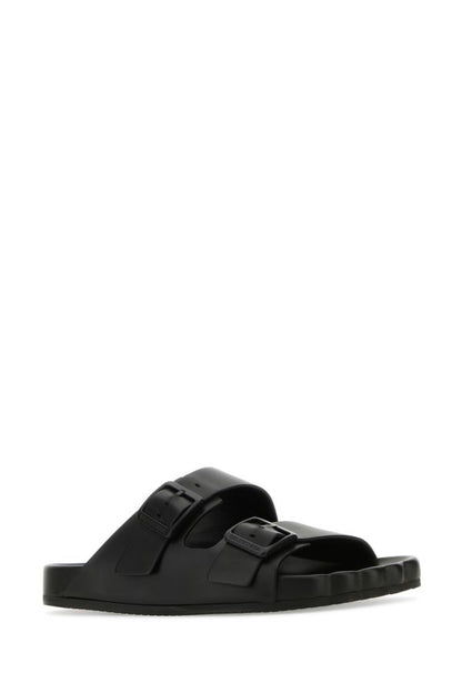 BALENCIAGA | Black leather Sunday slippers