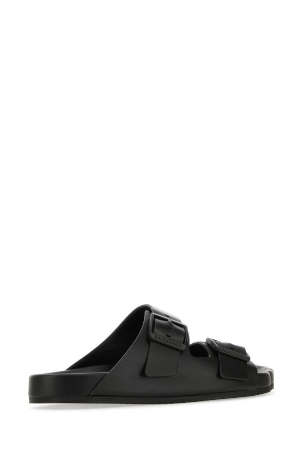 BALENCIAGA | Black leather Sunday slippers