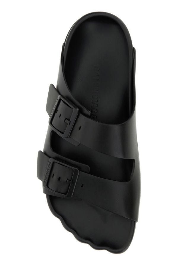 BALENCIAGA | Black leather Sunday slippers