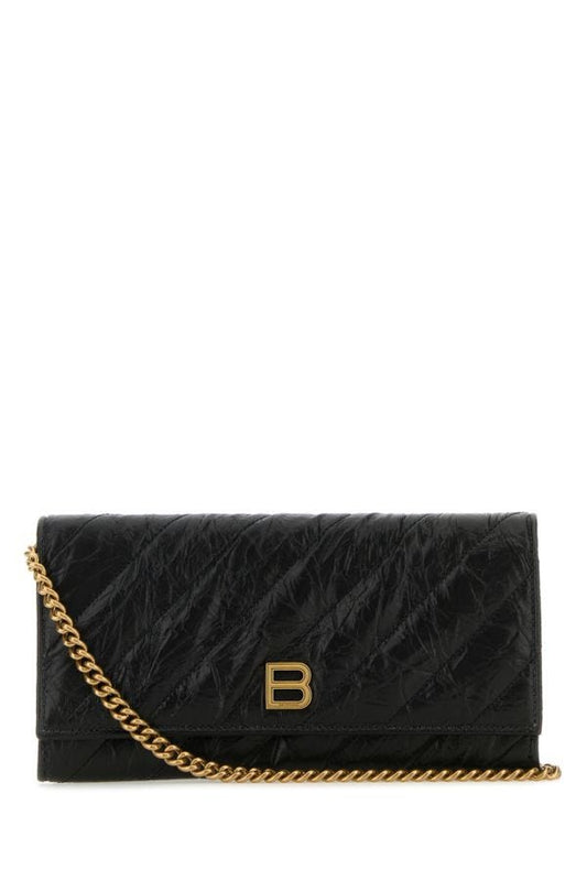 BALENCIAGA | Black leather Crush wallet