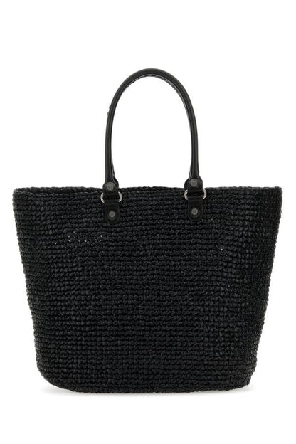 BALENCIAGA | Black raffia large Le Cagole Panier shopping bag