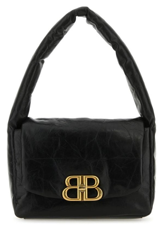 BALENCIAGA | Black nappa leather small Monaco shoulder bag