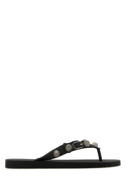 BALENCIAGA | Black rubber Cagole thong slippers