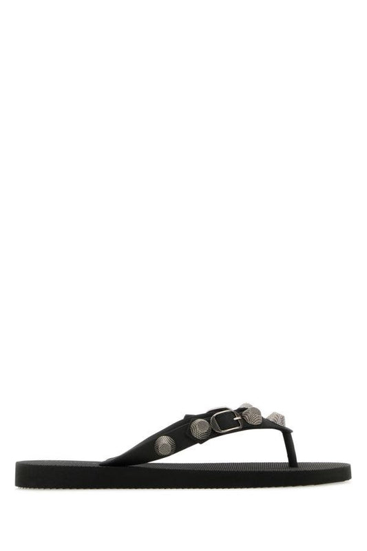 BALENCIAGA | Black rubber Cagole thong slippers