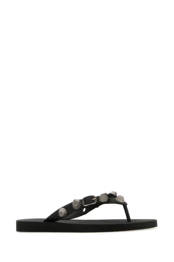 BALENCIAGA | Black rubber Cagole thong slippers