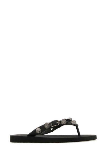 BALENCIAGA | Black rubber Cagole thong slippers