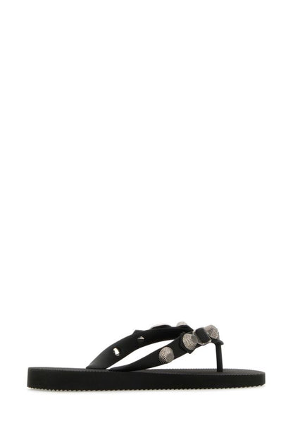 BALENCIAGA | Black rubber Cagole thong slippers