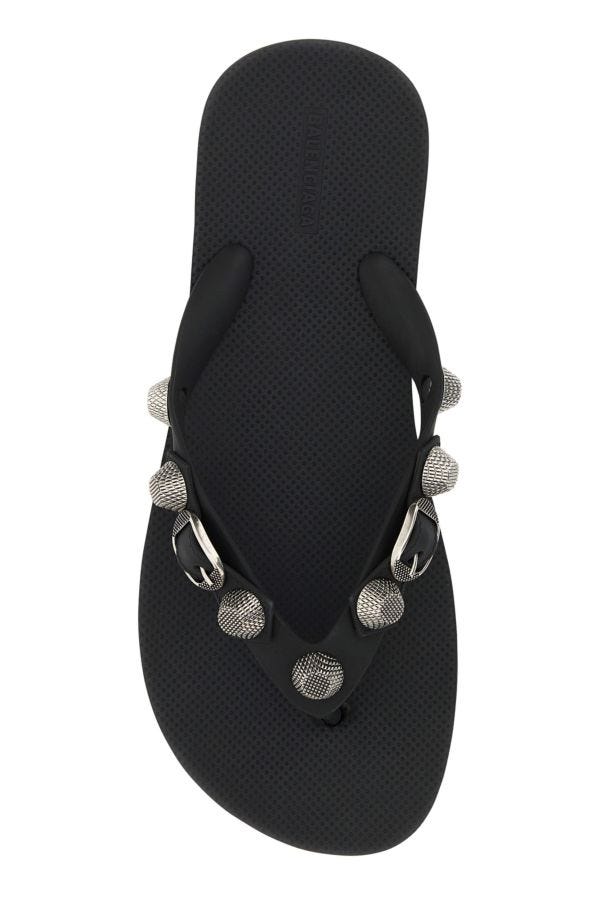 BALENCIAGA | Black rubber Cagole thong slippers