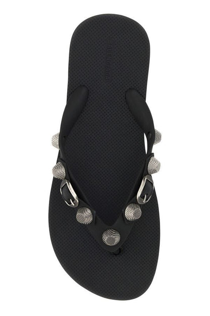 BALENCIAGA | Black rubber Cagole thong slippers