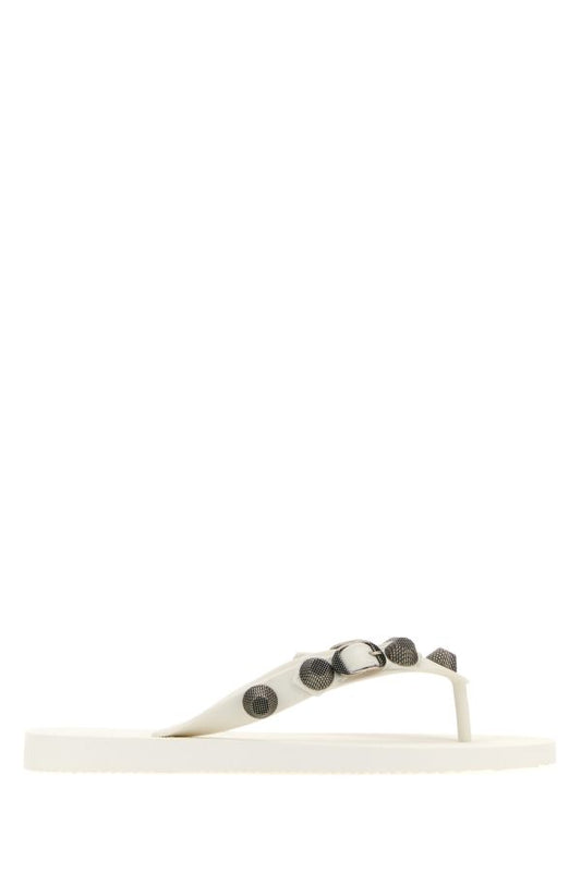 BALENCIAGA | White rubber Cagole thong slippers