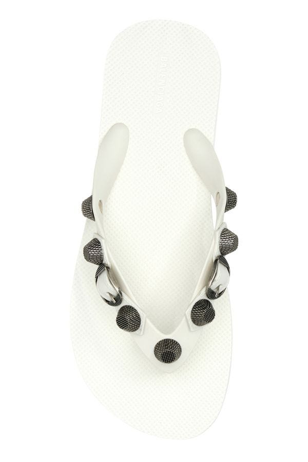 BALENCIAGA | White rubber Cagole thong slippers