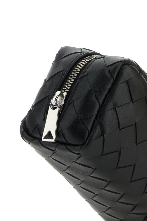 BOTTEGA VENETA | Black leather medium Intrecciato pouch