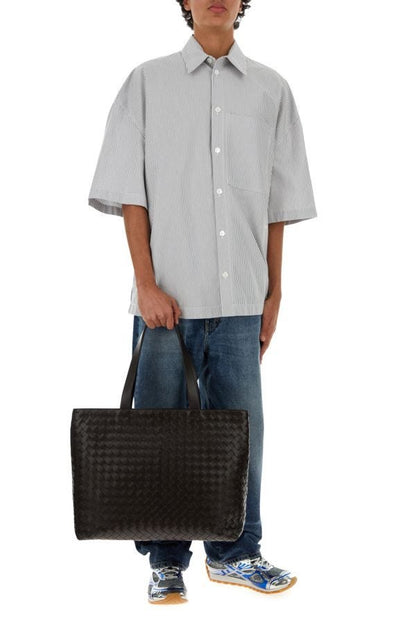 BOTTEGA VENETA | Dark brown leather Intrecciato shopping bag