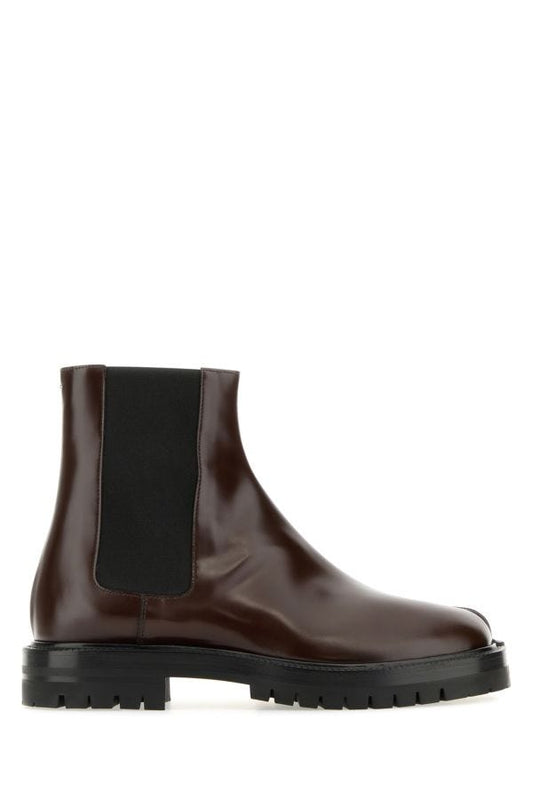 MAISON MARGIELA | Burgundy leather Tabi County Chelsea ankle boots