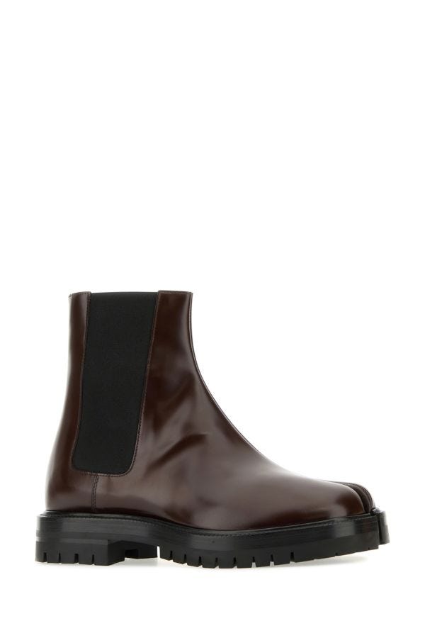 MAISON MARGIELA | Burgundy leather Tabi County Chelsea ankle boots