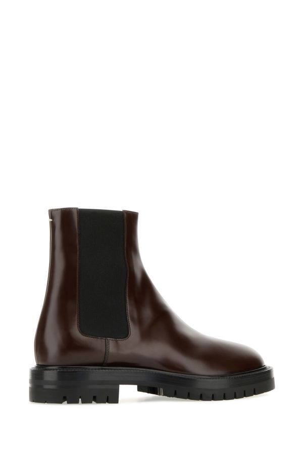 MAISON MARGIELA | Burgundy leather Tabi County Chelsea ankle boots